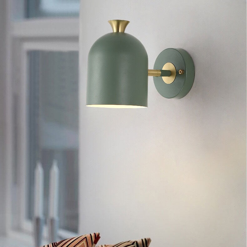 Sleek Metal Round Wall Lamp One Light Fixtures