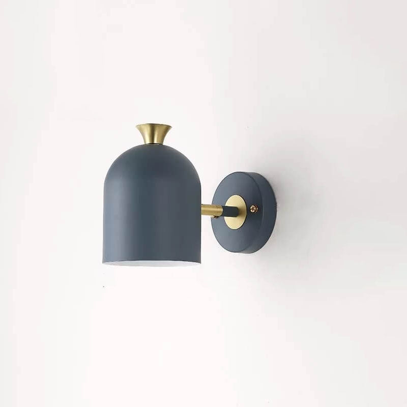 Sleek Metal Round Wall Lamp One Light Fixtures