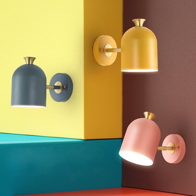 Sleek Metal Round Wall Lamp One Light Fixtures