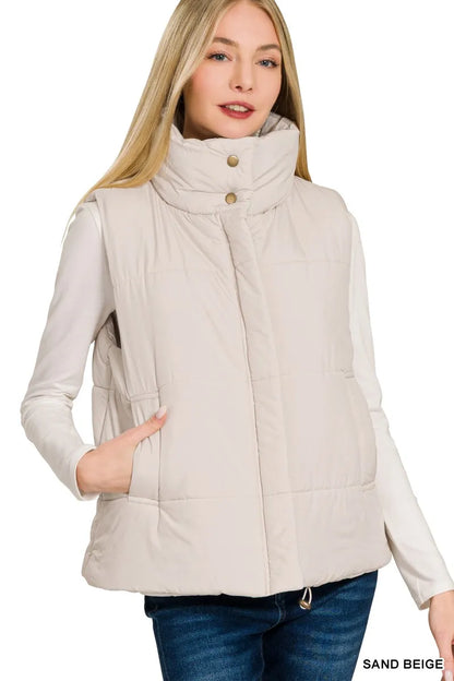 Warm Zipper Front Puffer Vest Coat