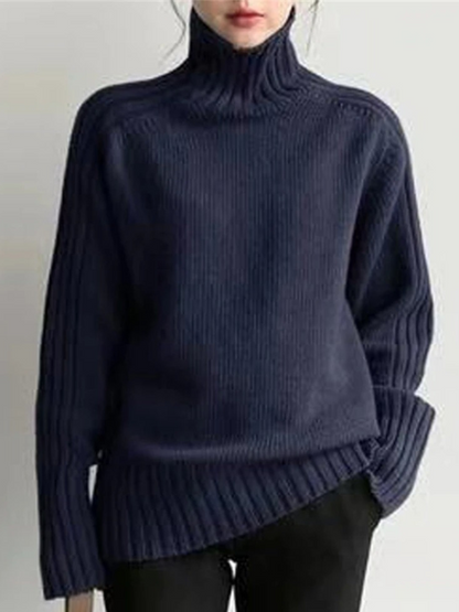 Cozy Women's Oversized Cable Knit Turtleneck Sweater