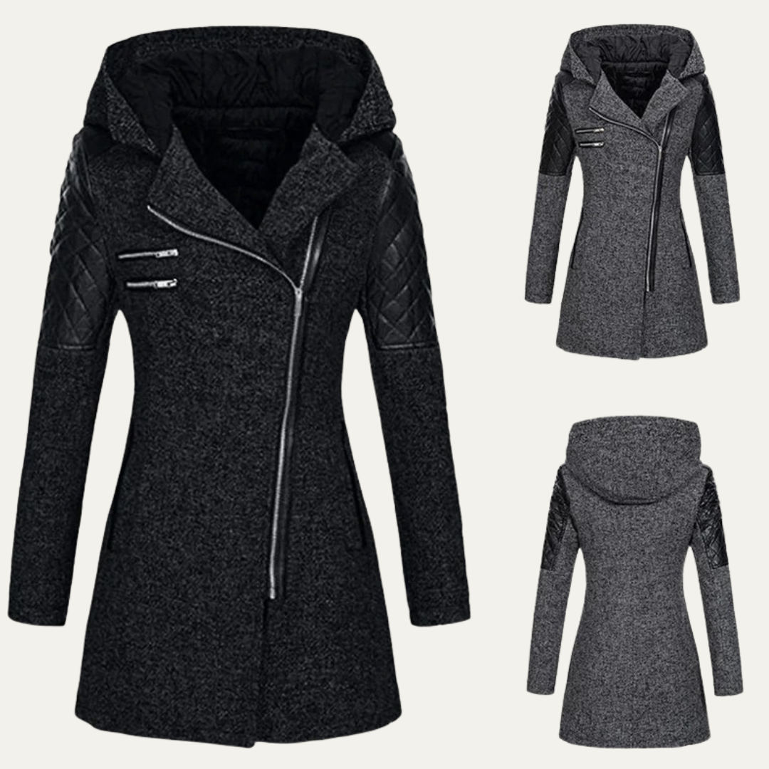 VogeLuxe | Women’s Mid Length Asymmetrical Zip Winter Coat