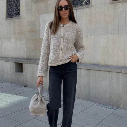 VogeLuxe | Women’s Fuzzy Cropped Insulation Cardigan