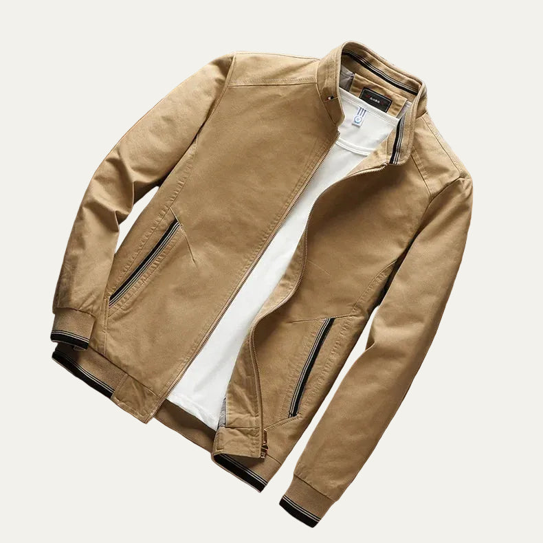 VogeLuxe | Men’s Stylish Striped Collar Bomber Jacket