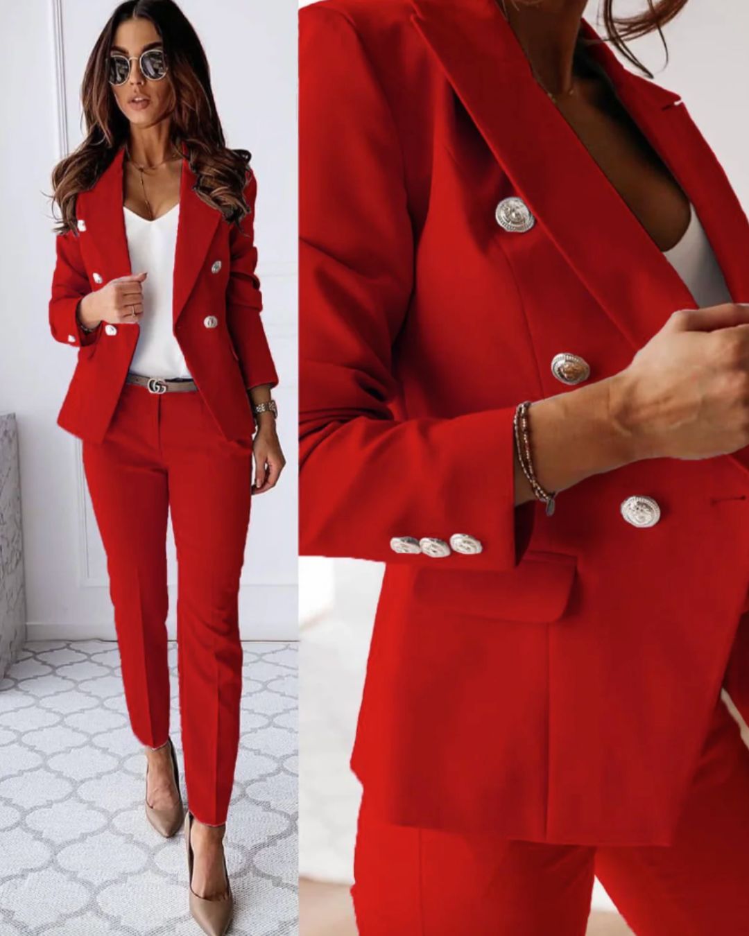 Classic Fit Women's Double Breasted Business Suit