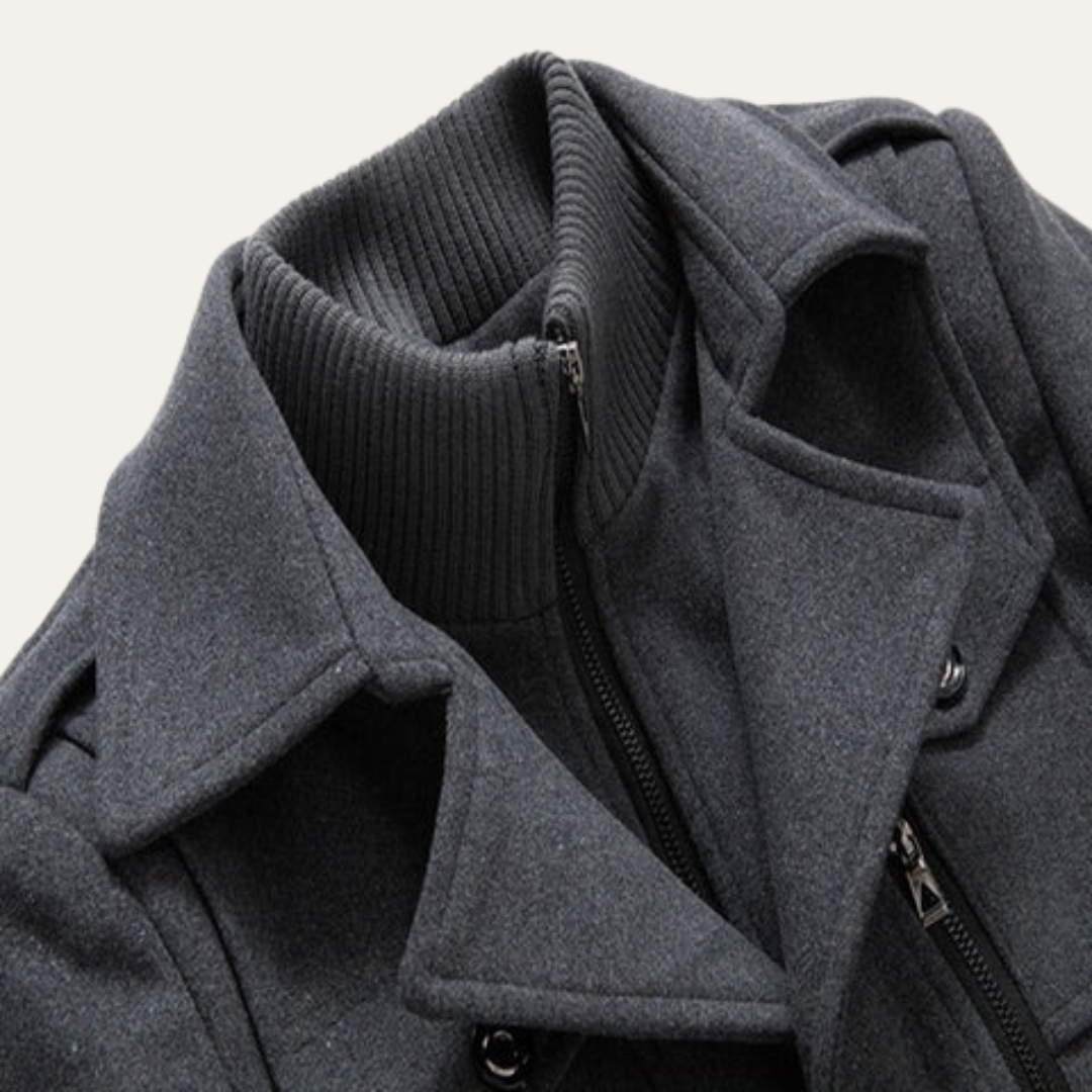 VogeLuxe | Men’s Classic Convertible Collar Trench Coat