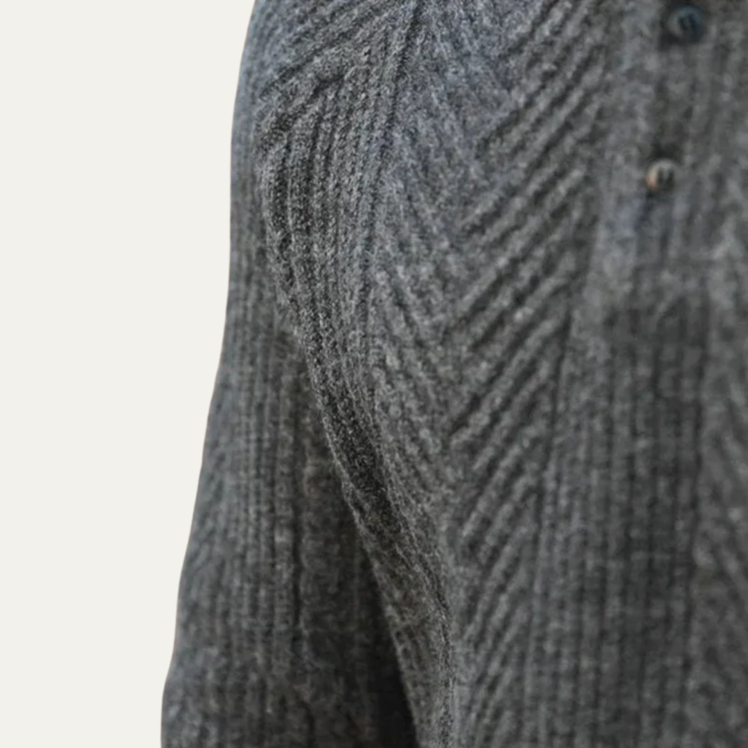 VogeLuxe | Men’s Chevron Knit Quarter Zip Polo Sweater