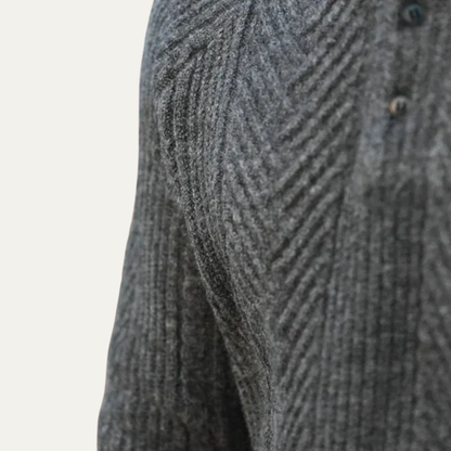 VogeLuxe | Men’s Chevron Knit Quarter Zip Polo Sweater
