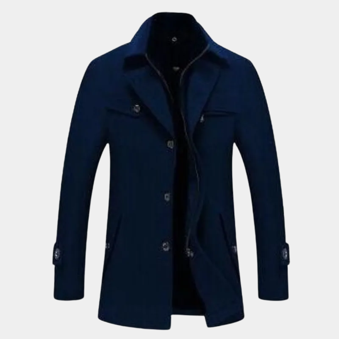 VogeLuxe | Men’s Wool Blend Car Coat with Quilted Zip Lining