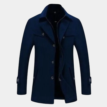 VogeLuxe | Men’s Wool Blend Car Coat with Quilted Zip Lining