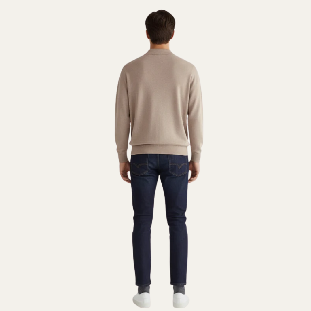 VogeLuxe | Men’s Fine Knit Long Sleeve Polo Sweater