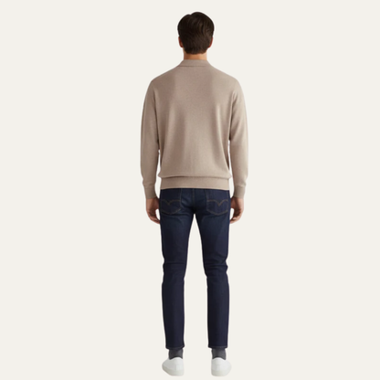 VogeLuxe | Men’s Fine Knit Long Sleeve Polo Sweater