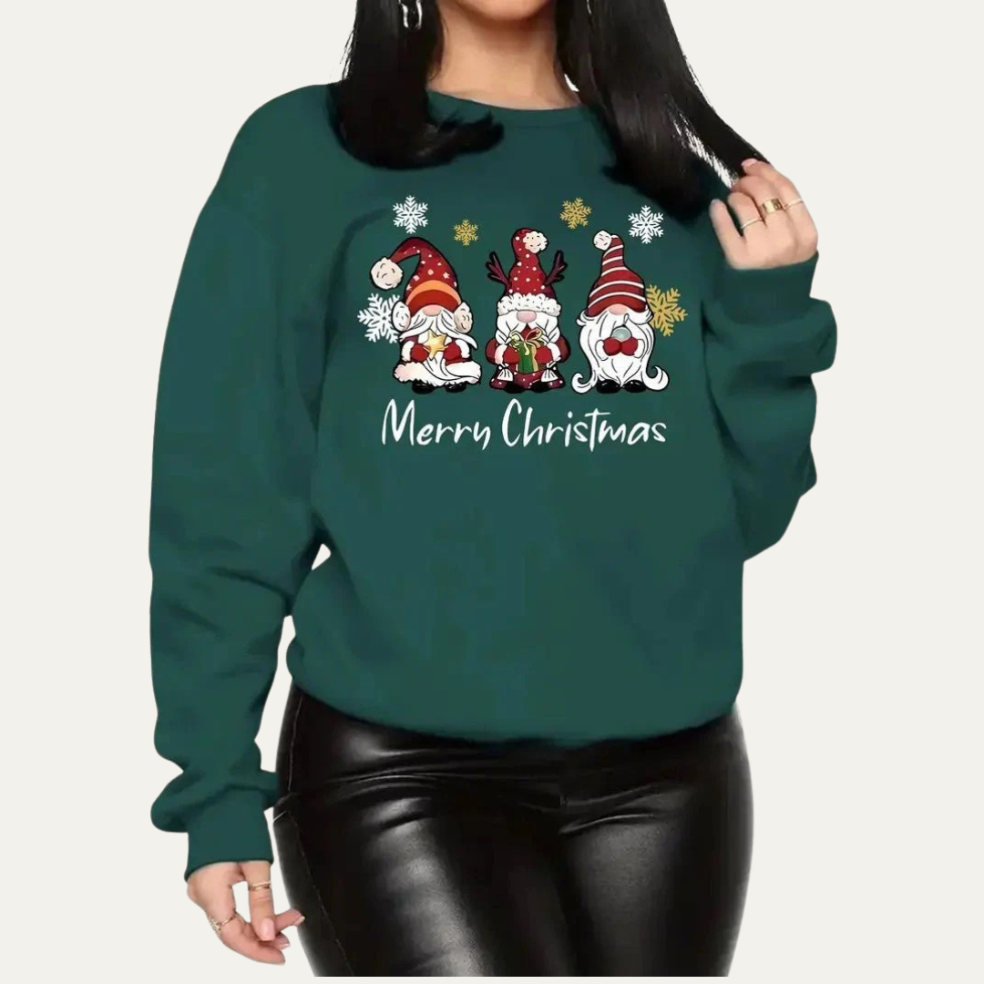 VogeLuxe | Women’s Merry Christmas Gnome Graphic Sweatshirt