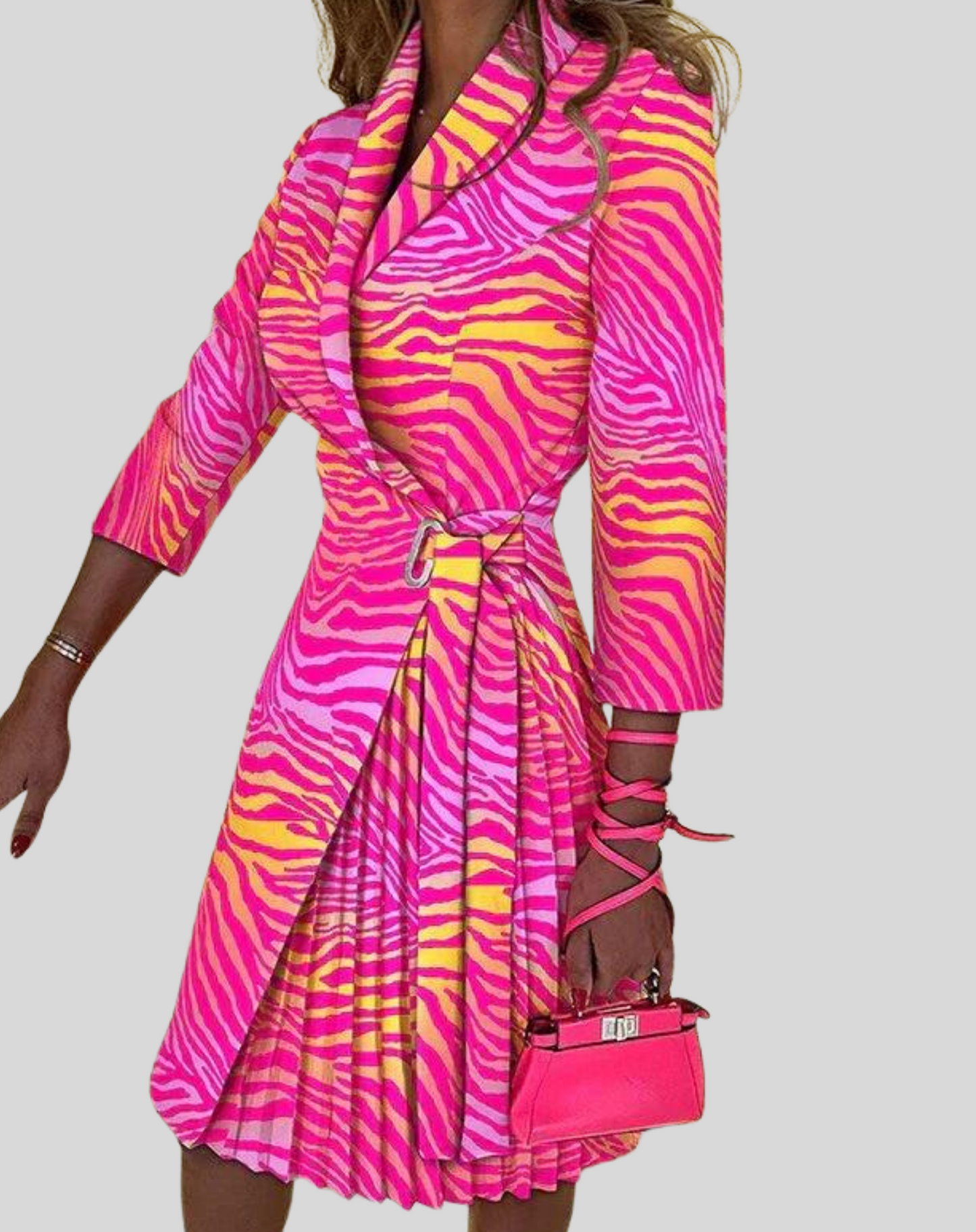 Colorful Belted Women's Shift Dress