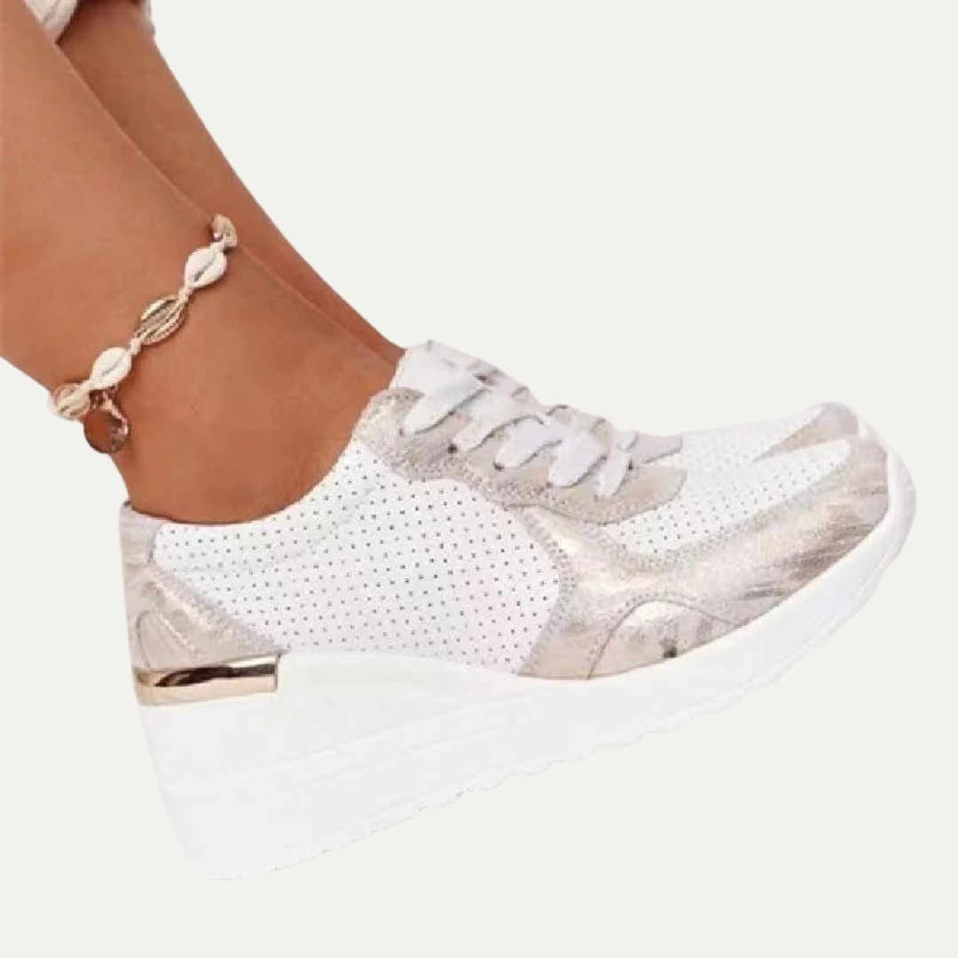 VogeLuxe | Women’s Platform Wedge Sneakers with Metallic Accents