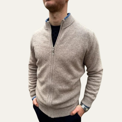 VogeLuxe | Men’s Slim Fit Full Zip Ribbed Cardigan Sweater