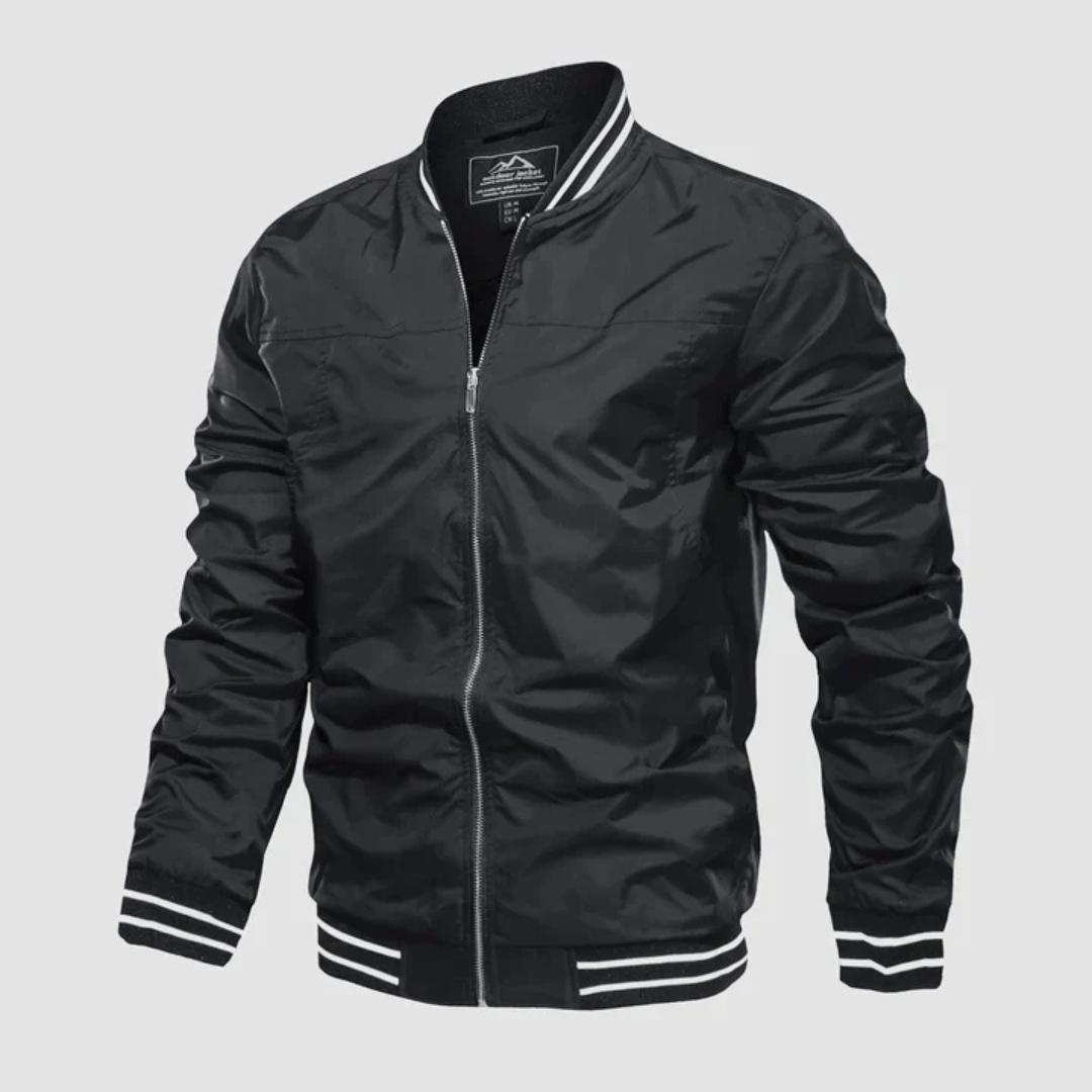 VogeLuxe | Men’s Classic Striped Trim Bomber Jacket