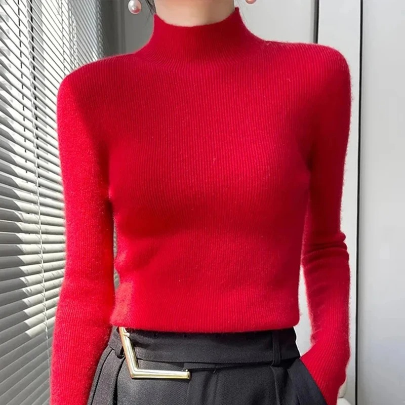 Warm Fitted Ladies Wool Sweater for Winter