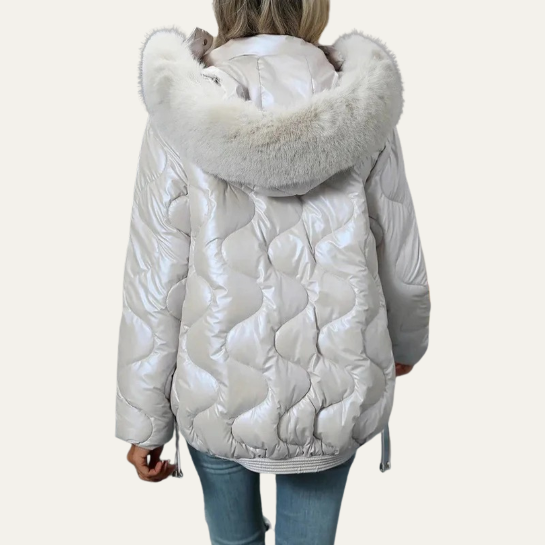 VogeLuxe | Women’s Metallic Quilted Puffer Jacket