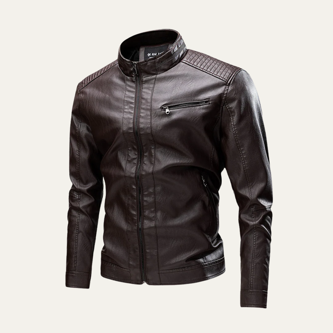 VogeLuxe | Men’s Fitted Leather Motorcycle Jacket