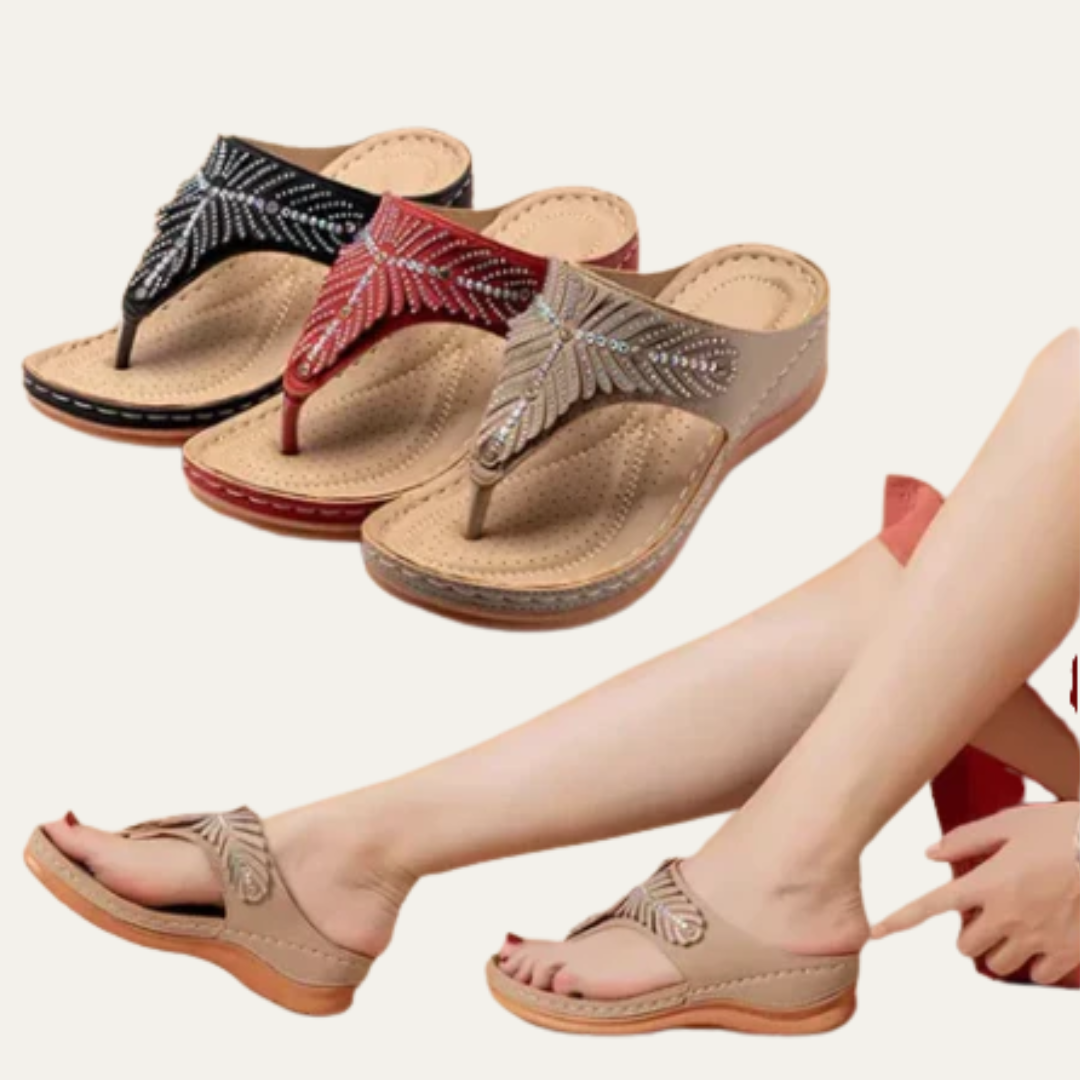 VogeLuxe | Women’s Rhinestone Open Toe Platform Wedge Sandals