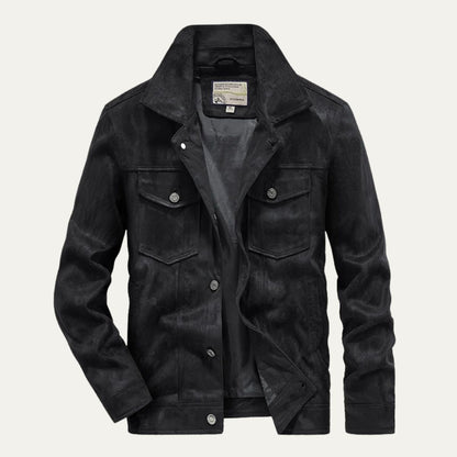 VogeLuxe | Men’s Textured Suede Trucker Jacket