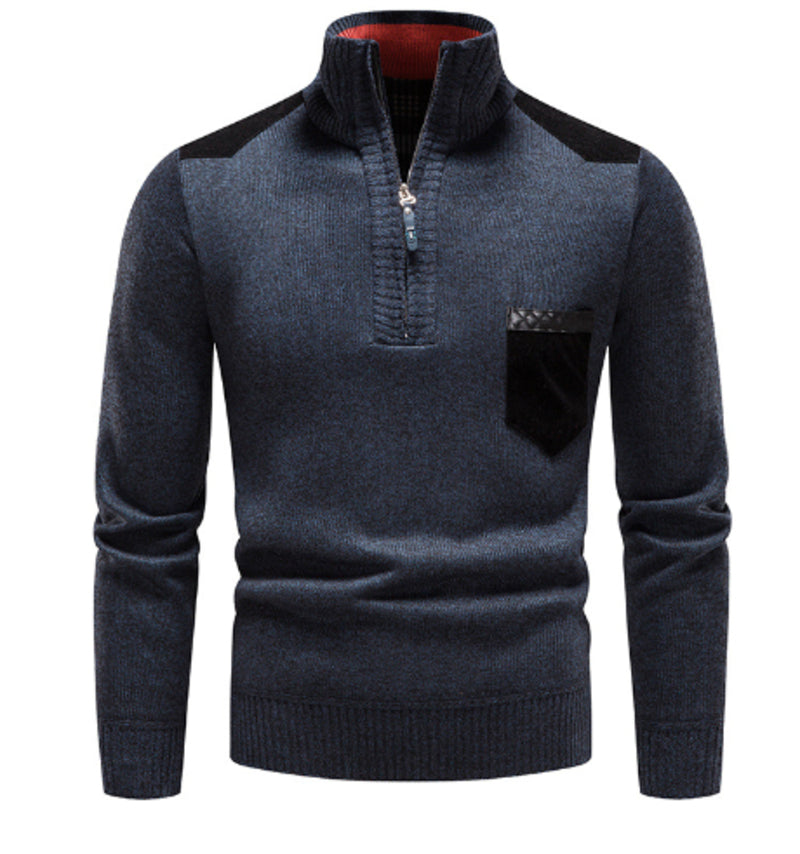 Warm Mens Zip Up Knitted Sweater