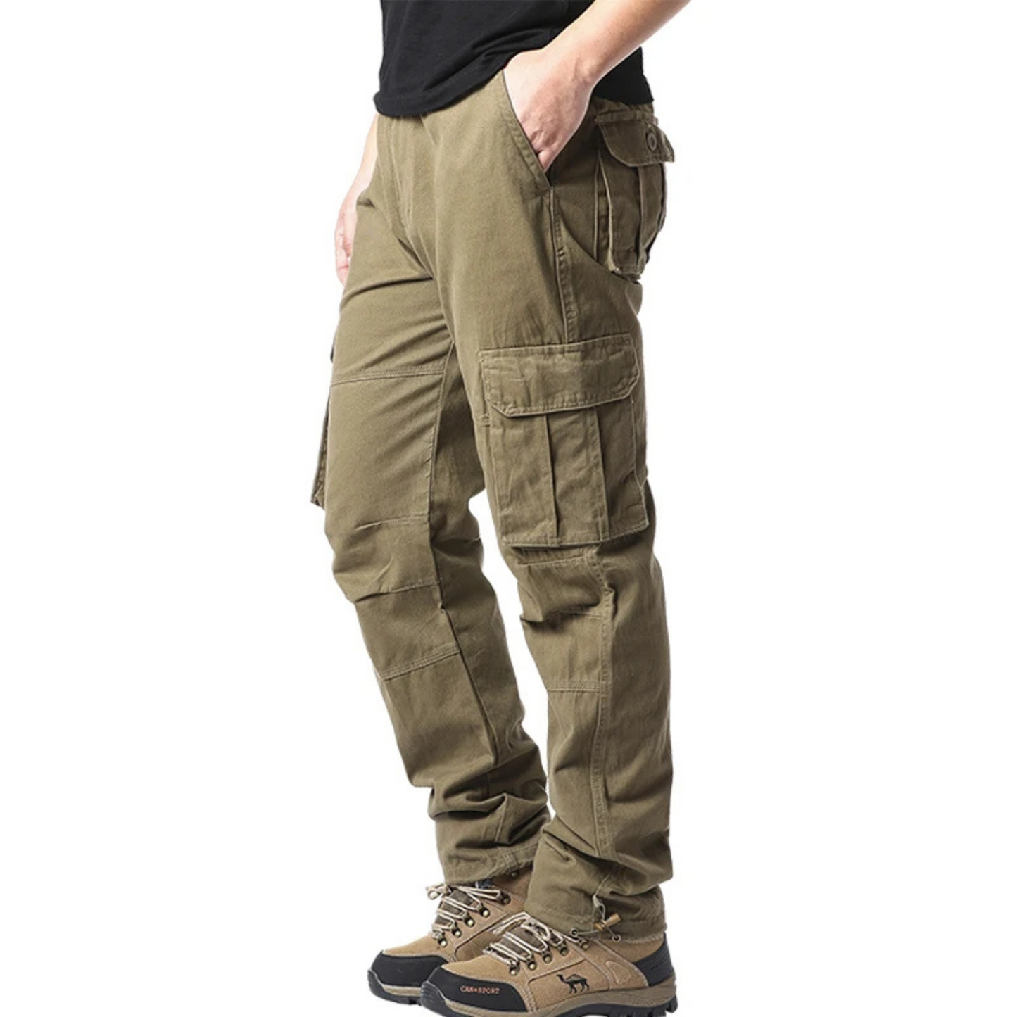 Relaxed Fit Cargo Pants for Men with Elastic Waist