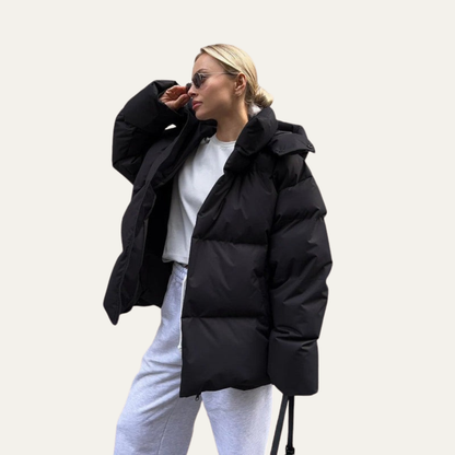 VogeLuxe | Women’s Oversized High-Neck Cropped Puffer Jacket