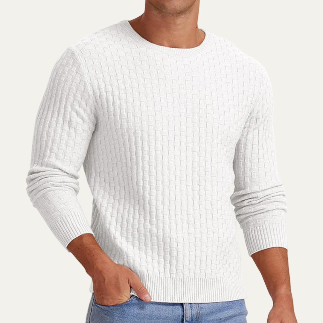 VogeLuxe | Men’s Textured Basket Weave Crew Neck Sweater