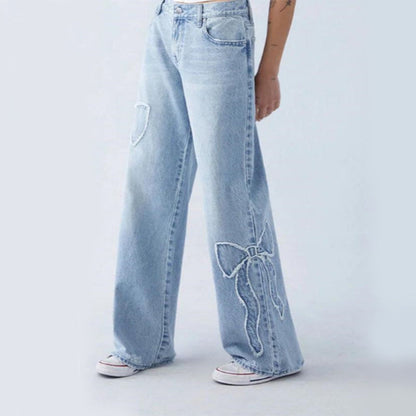 Comfortable Women's Loose Fit Ribbon Waist Jeans - BritishElegance