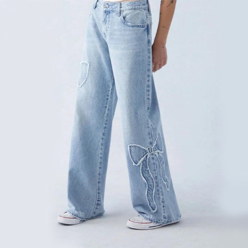 Comfortable Women's Loose Fit Ribbon Waist Jeans