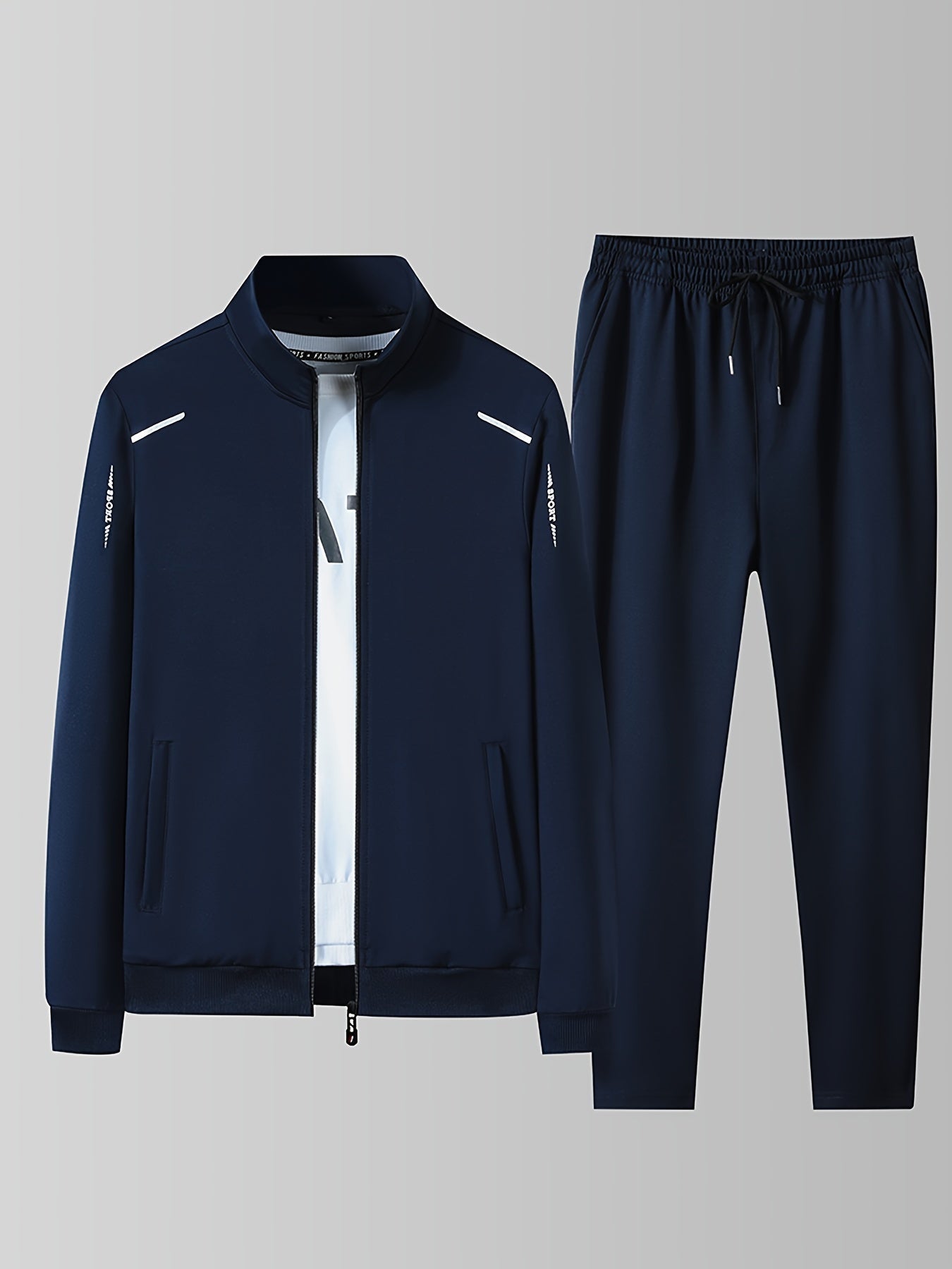 Men's Sporty Zip Up Training Jacket and Pants Set - BritishElegance