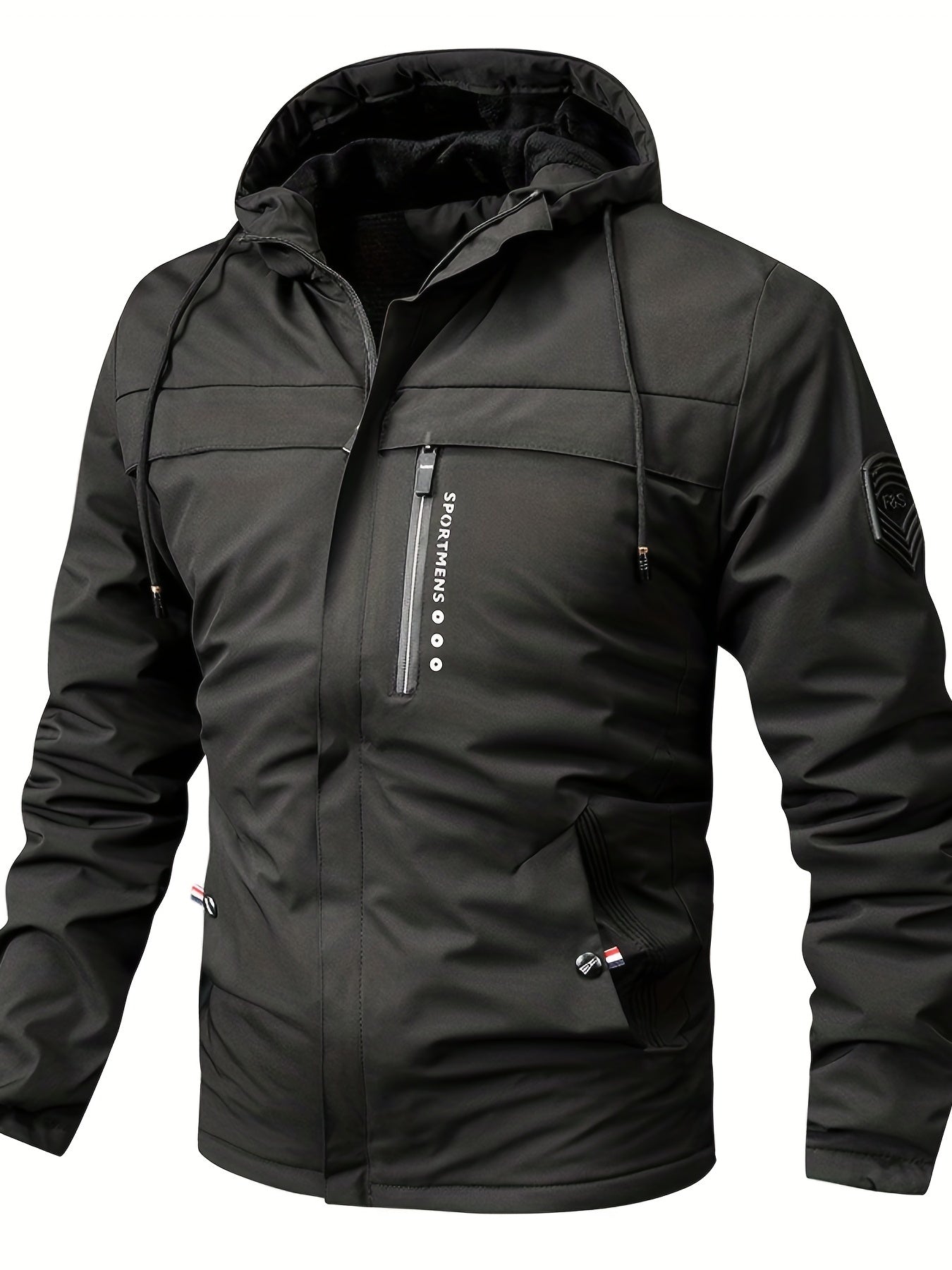 Waterproof Men's Hooded Fleece Jacket For Outdoor Use - VogeLuxe