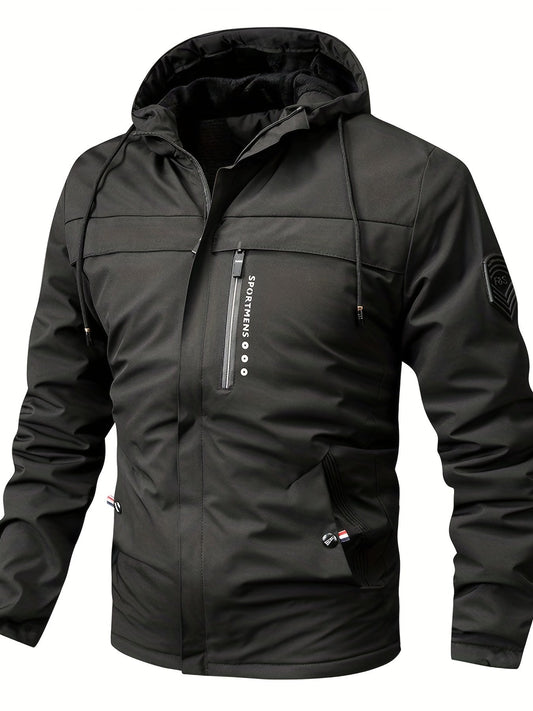 Waterproof Men's Hooded Fleece Jacket For Outdoor Use - VogeLuxe