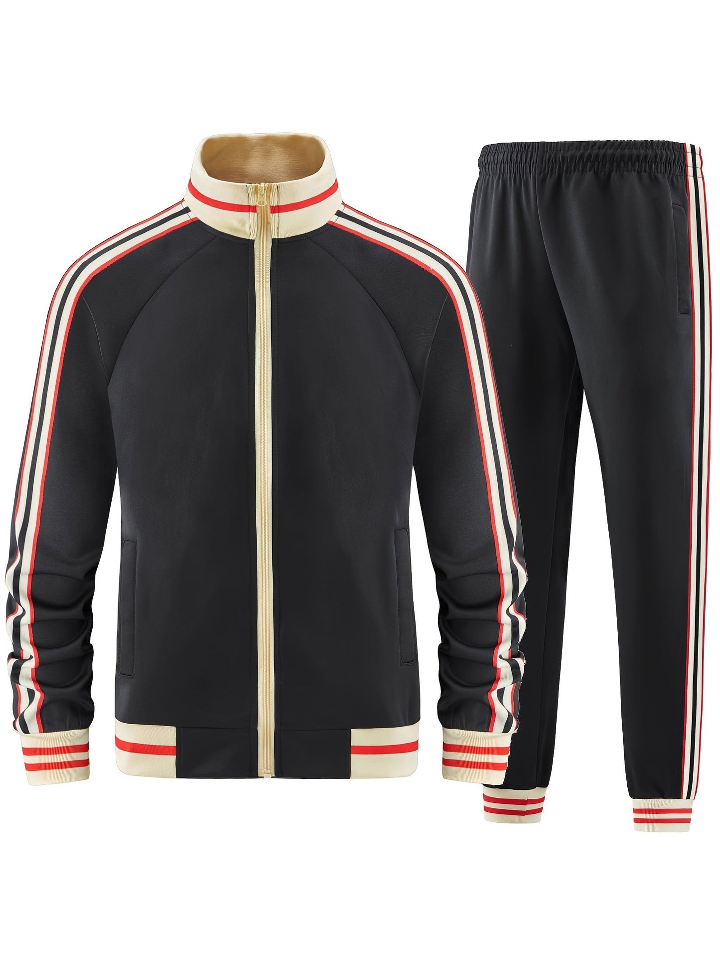 Comfortable Men's Sports Full Zip Tracksuit Set