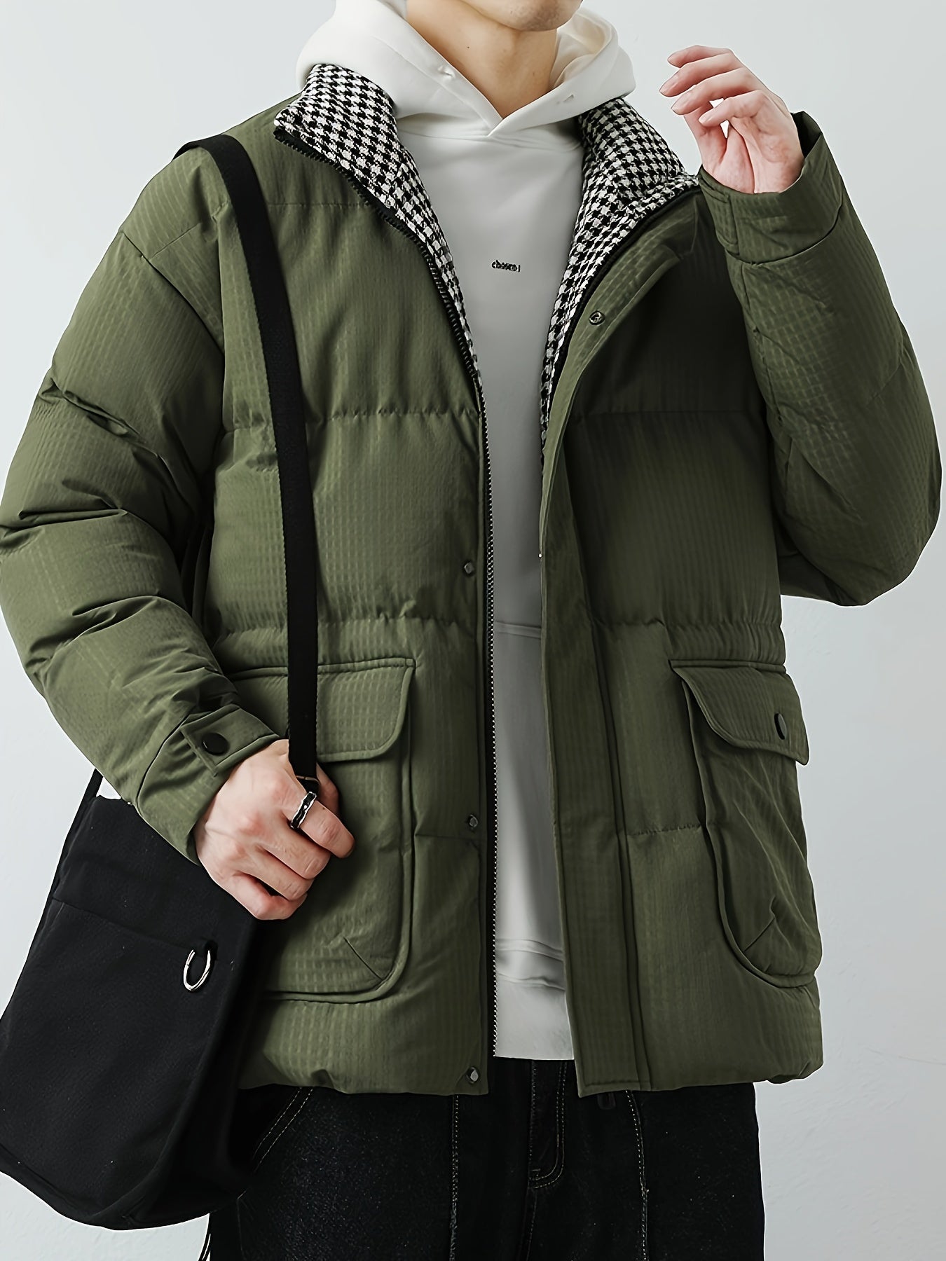 Cozy Waterproof Black Puffer Men's Winter Coat