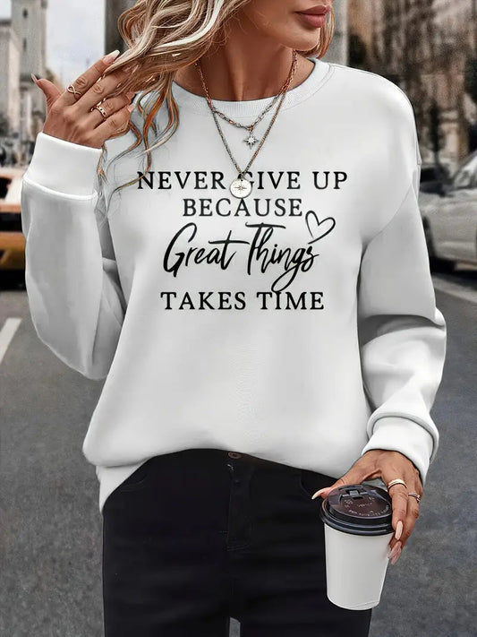 Women's Fashionable Graphic Sweatshirt for Fall Winter - VogeLuxe
