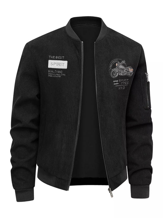Big and Tall Corduroy Bomber Coat - VogeLuxe