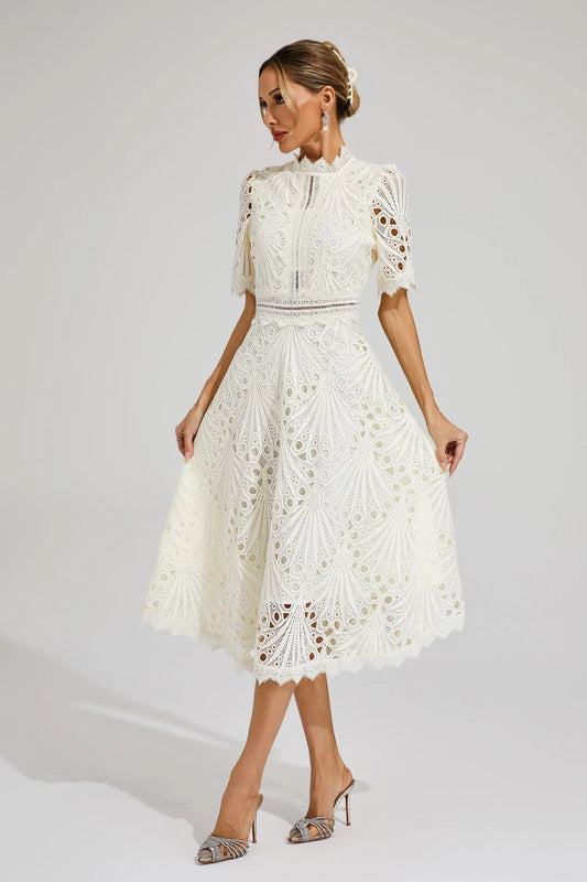 Beautiful Floral Knee Length Dress for Ladies - VogeLuxe