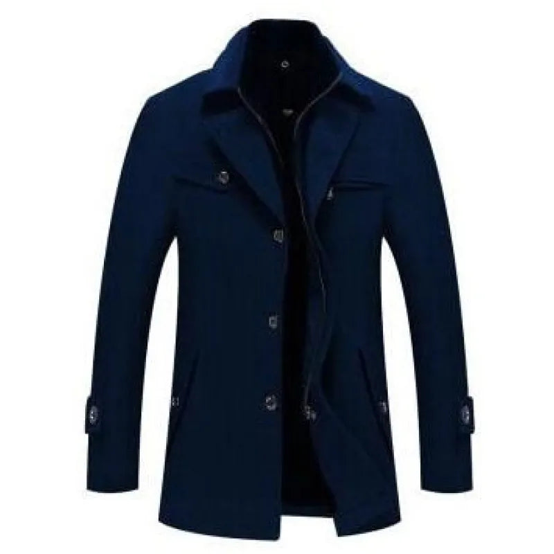 Warm Waterproof Men's Winter Coat with Double Zipper