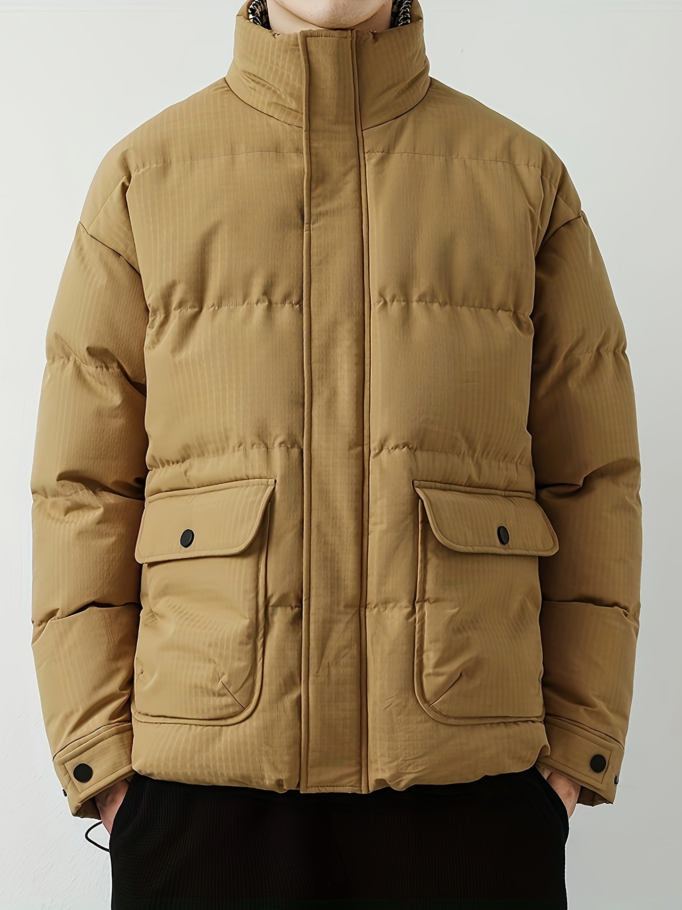Cozy Waterproof Black Puffer Men's Winter Coat