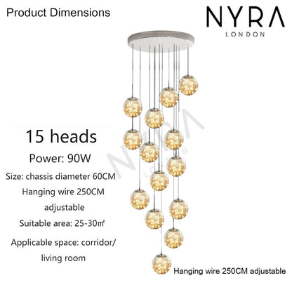 Luxury Crystal Staircase Pendant Light Fixture