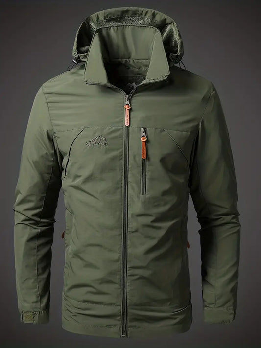 Waterproof Outdoor Mens Rain Coat with Hood and Pockets - VogeLuxe