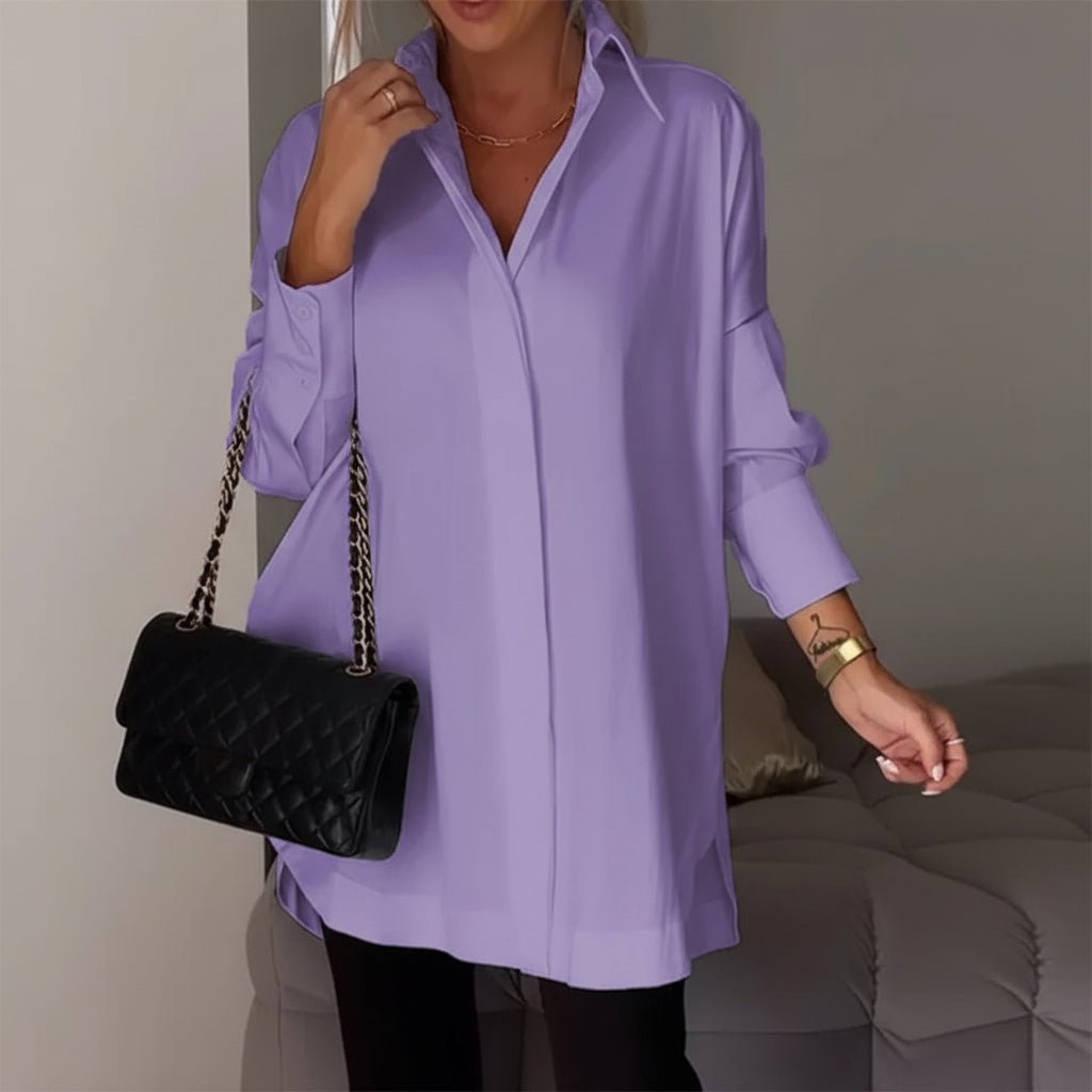Relaxed Fit Long Sleeve Women's Shirt Blouse Top