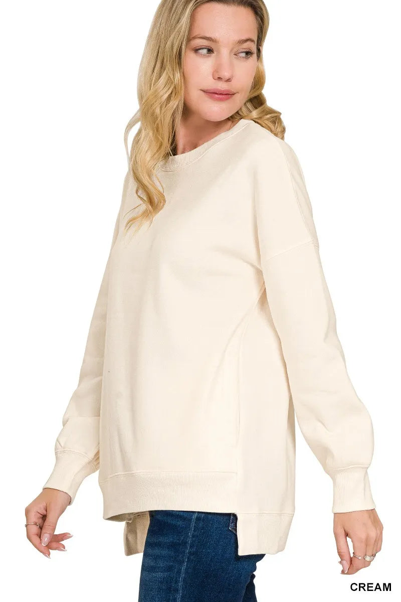 Comfy Relaxed Fit Fleece Sweatshirt with Pockets - VogeLuxe