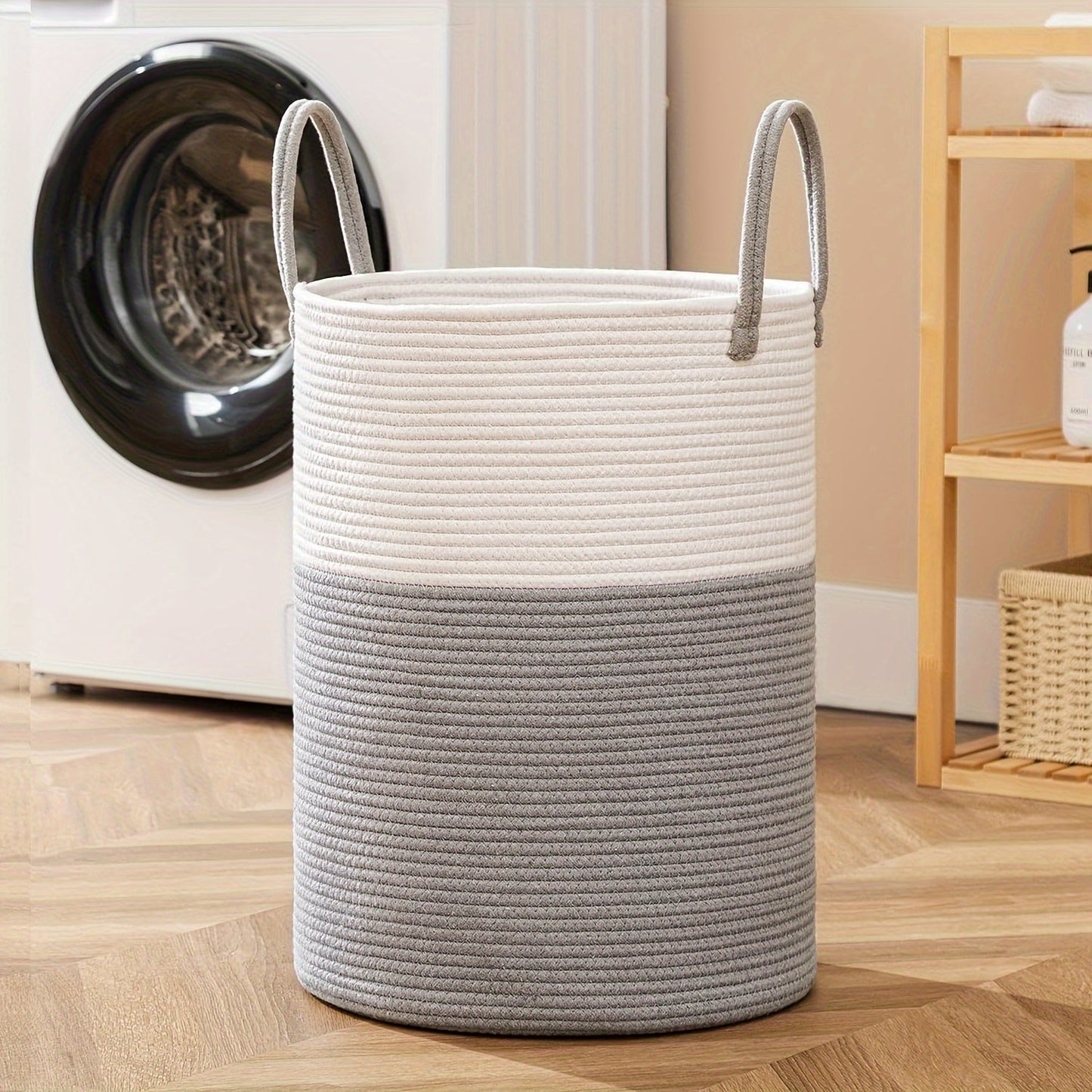 Big Wicker Laundry Basket with Handles