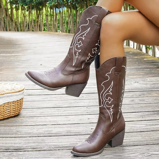 Western Stitched Ankle Cowboy Boots - VogeLuxe