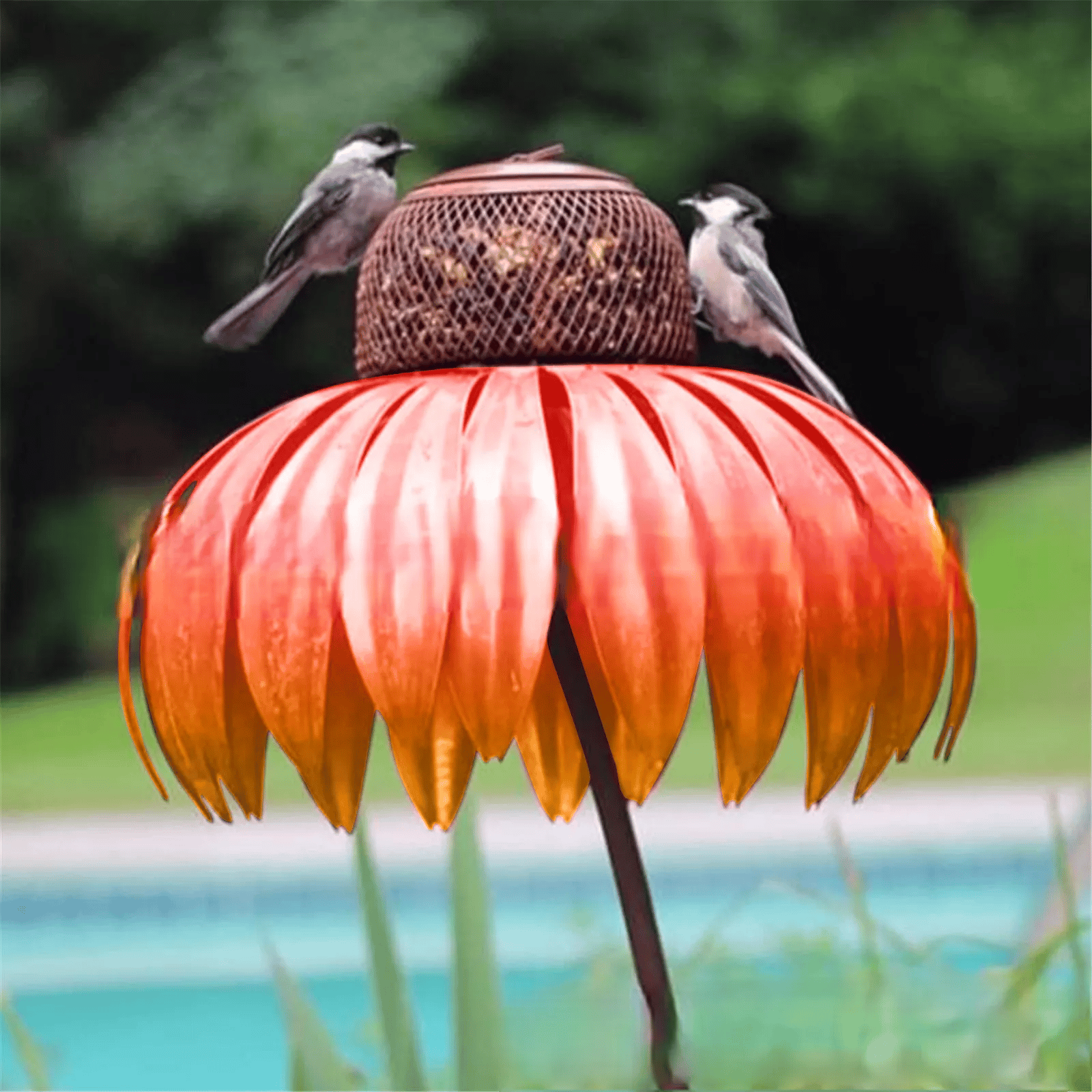Garden Bird Feeder Pole | Floral Seed Tray - VogeLuxe
