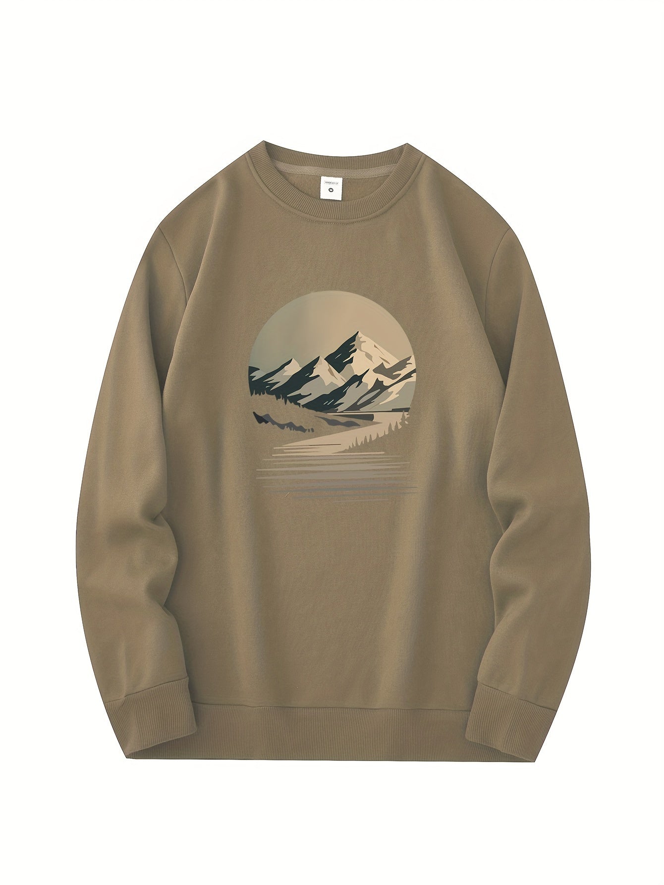 Relaxed Fit Mens Sweatshirt with Winter Mountain Design